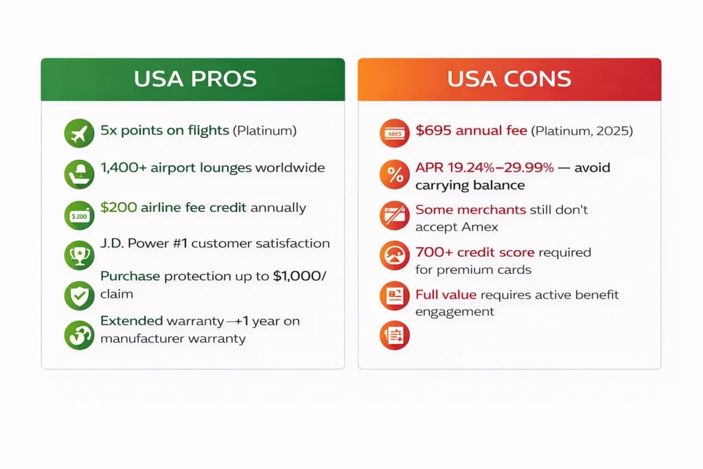 American Express credit card USA pros and cons 2026